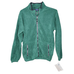 Holloway Youth XL Green Fleece Full Zip Jacket Pockets Mock Neck Long Sleeve NWT